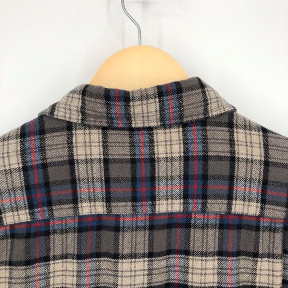 Lacoste Mens Flannel Shirt Size Medium Plaid Button Up Long Sleeve Blue Gray - Picture 10 of 14